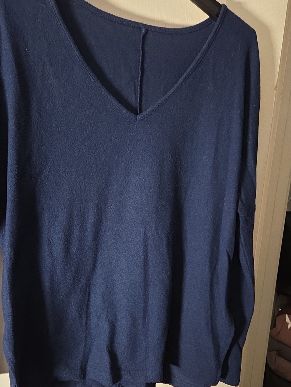 Classic V-Neck Women's Sweater - Navy